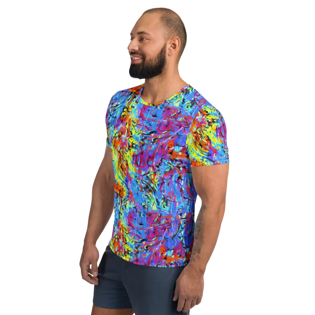 Electric Fervor on Men's Athletic T-Shirt — Left