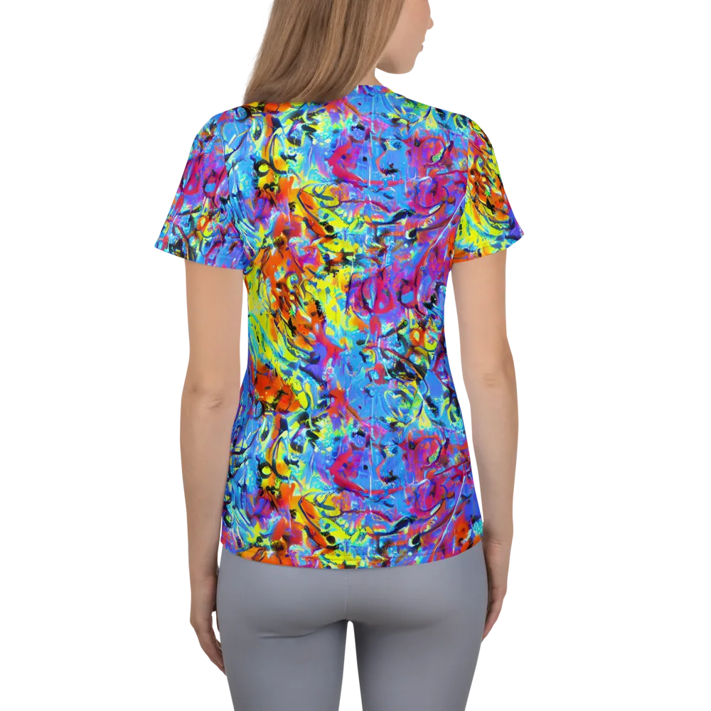 Electric Fervor on Women's Athletic T-Shirt — Back