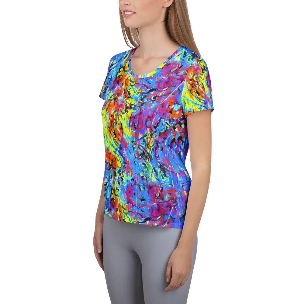 Electric Fervor on Women's Athletic T-Shirt — Left