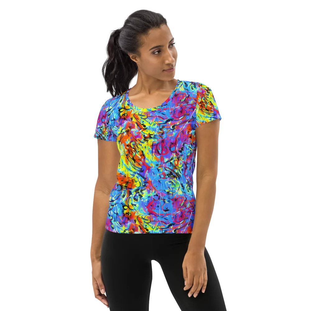 Electric Fervor on Women's Athletic T-Shirt — Front
