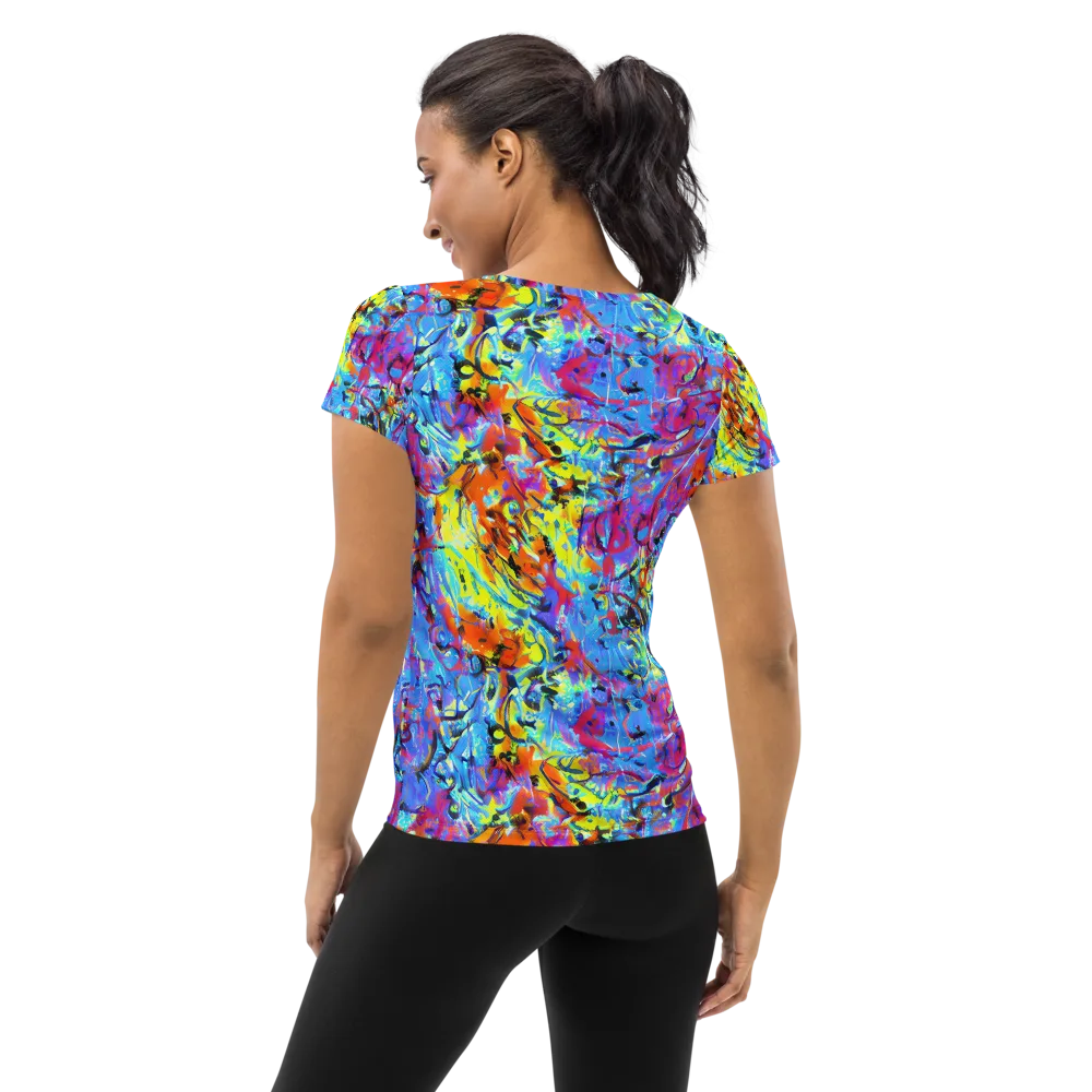 Electric Fervor on Women's Athletic T-Shirt — Back