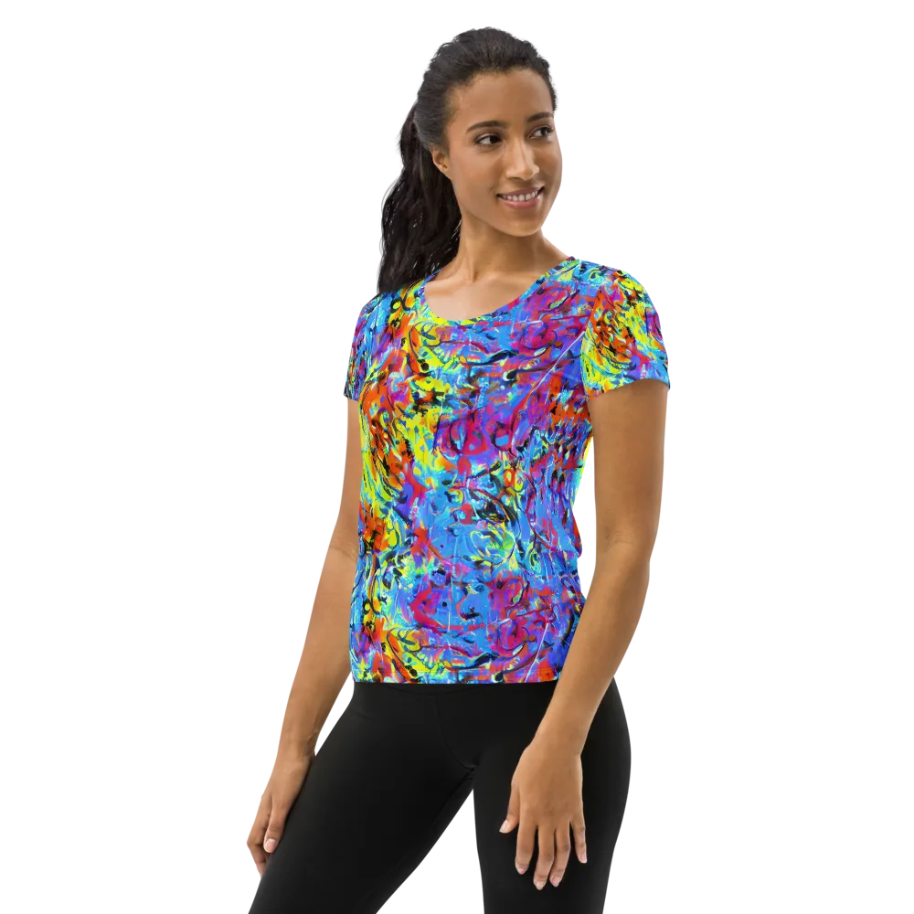 Electric Fervor on Women's Athletic T-Shirt — Left