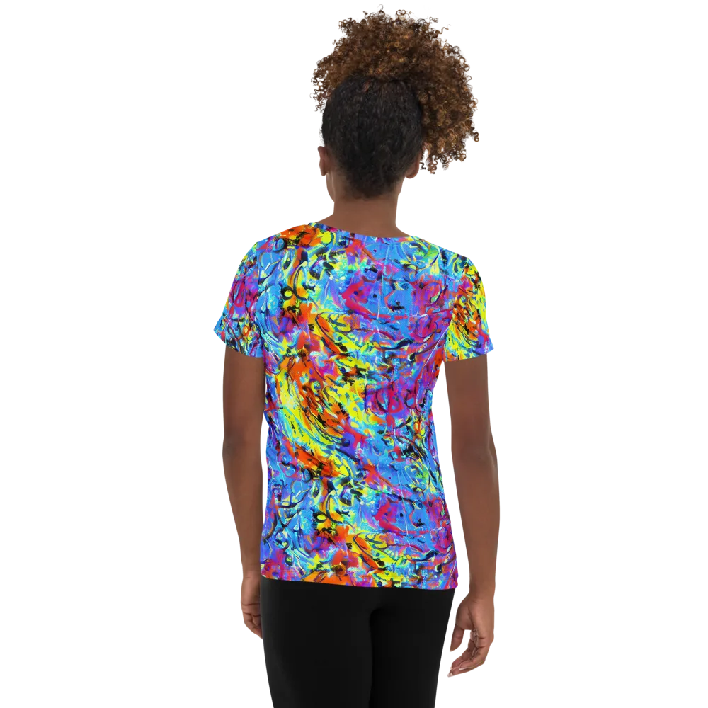 Electric Fervor on Women's Athletic T-Shirt — Back