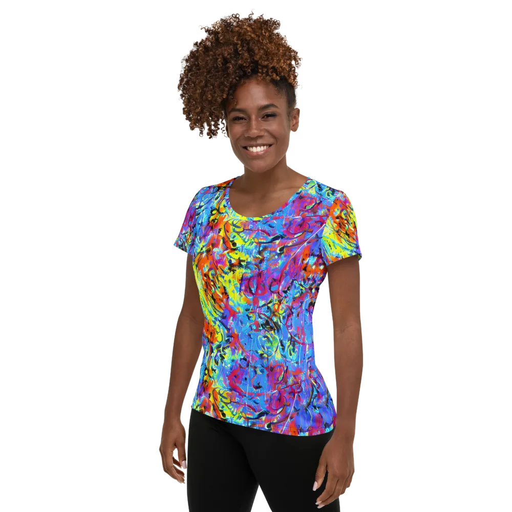 Electric Fervor on Women's Athletic T-Shirt — Left