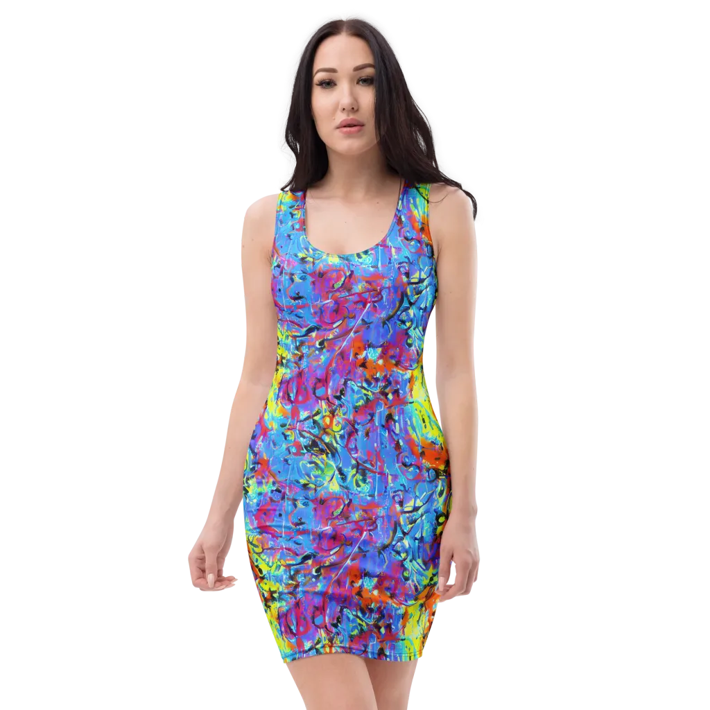Electric Fervor on Bodycon Dress — Front