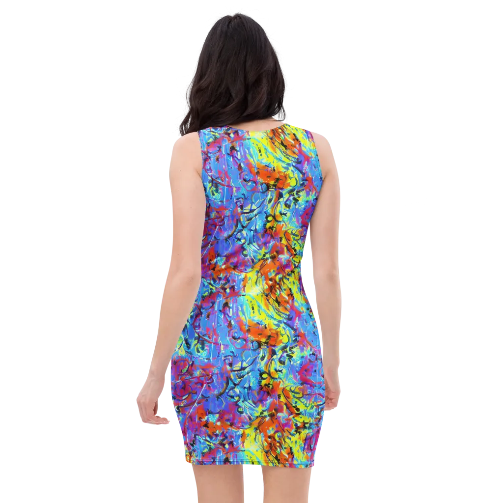 Electric Fervor on Bodycon Dress — Back