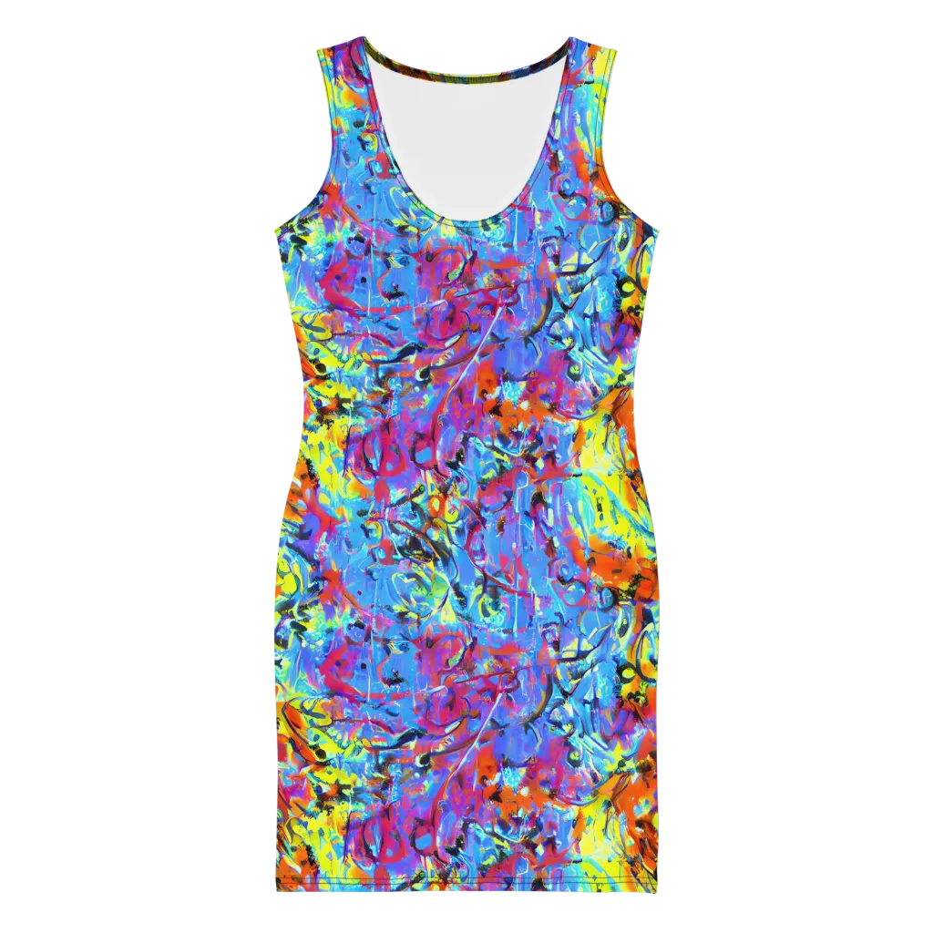 Electric Fervor on Bodycon Dress — Front