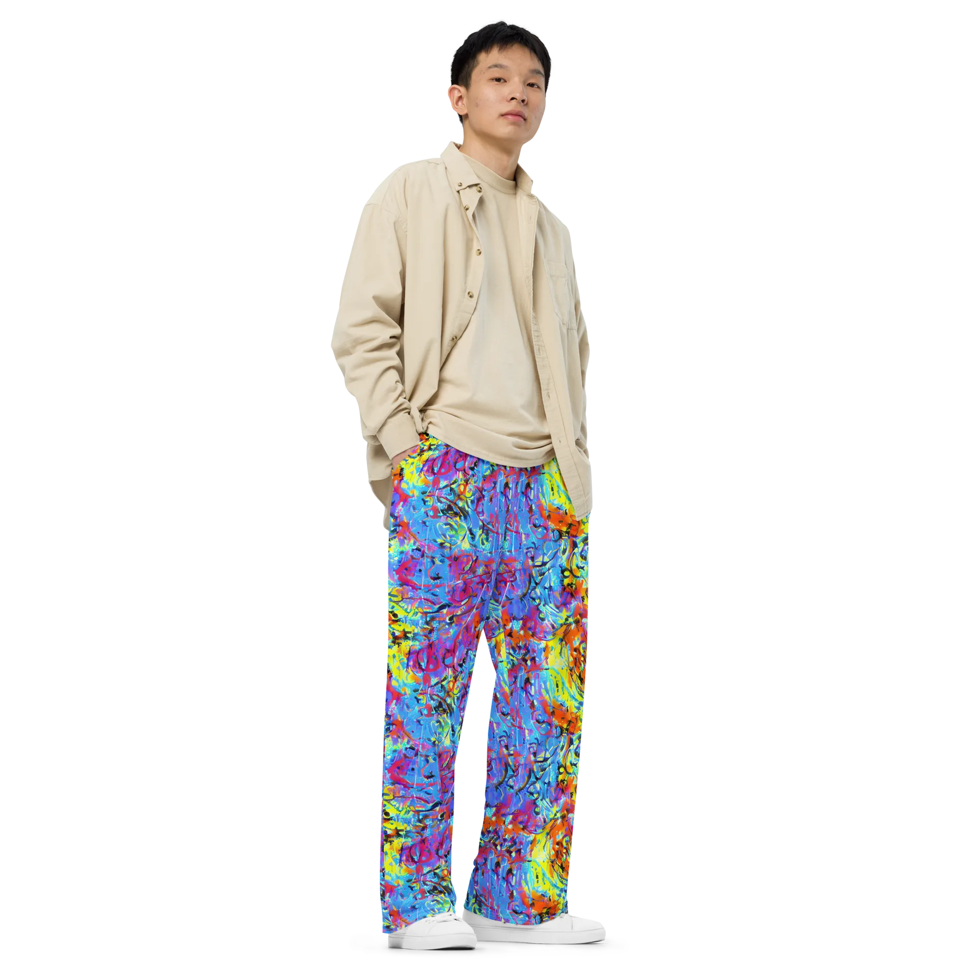 Electric Fervor on Wide-Leg Pants — Right Front