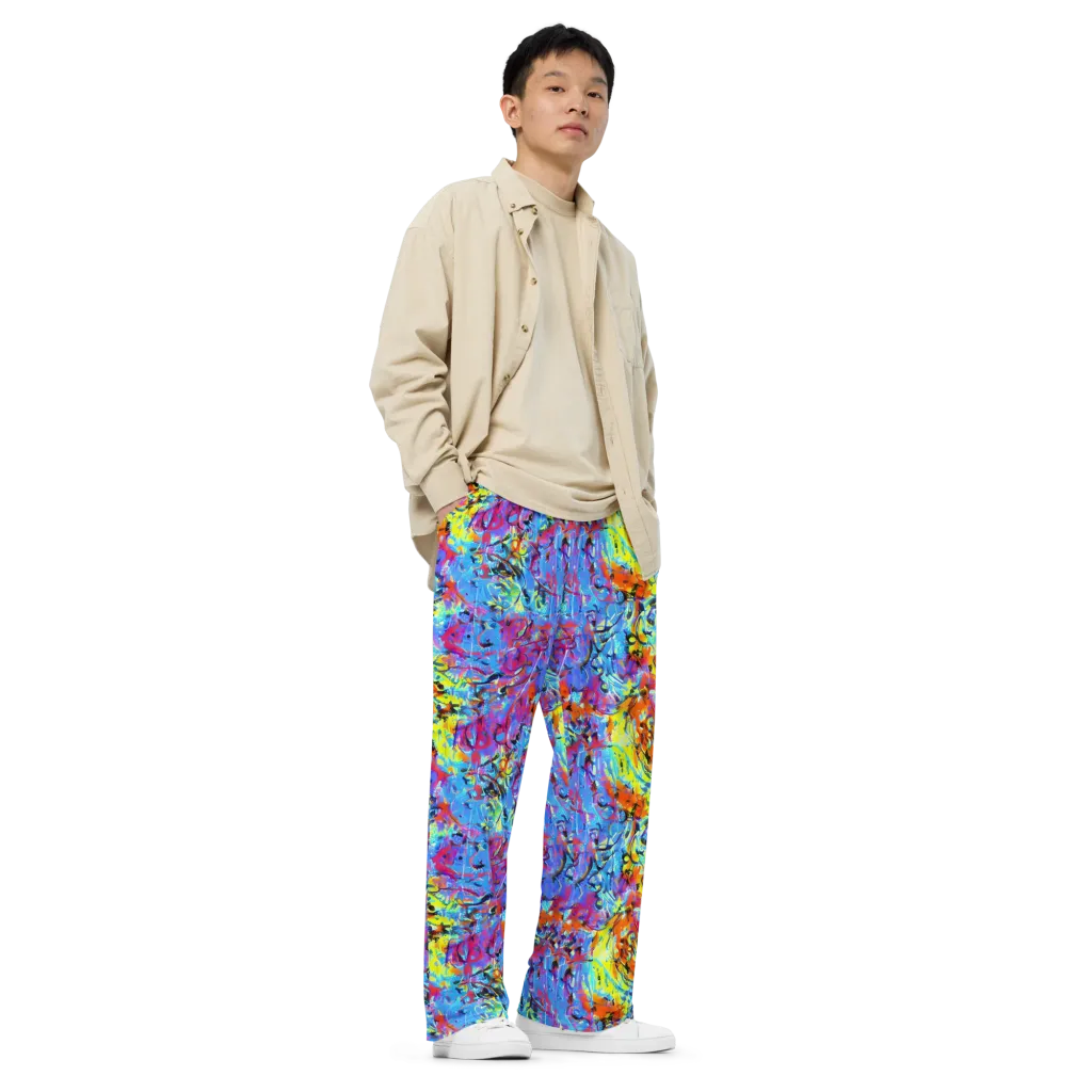 Electric Fervor on Wide-Leg Pants — Right Front