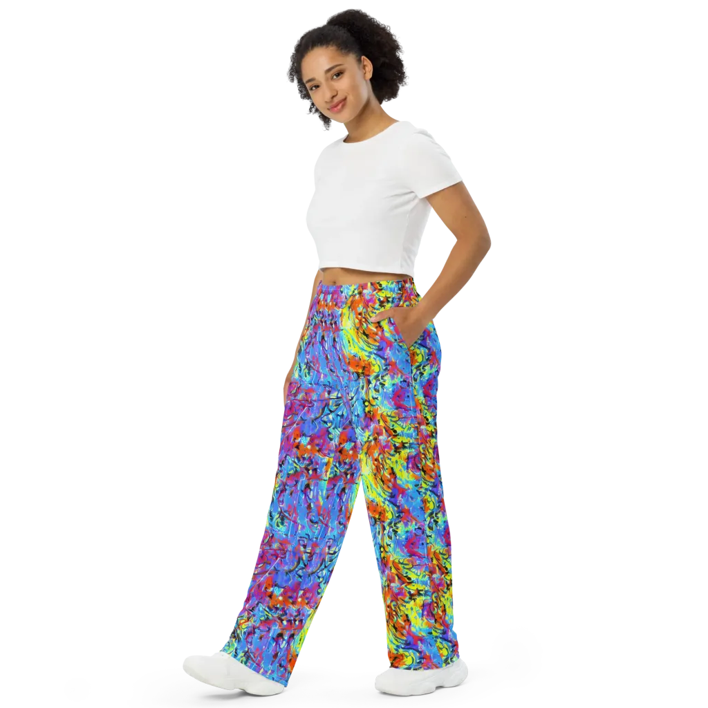Electric Fervor on Wide-Leg Pants — Left Front
