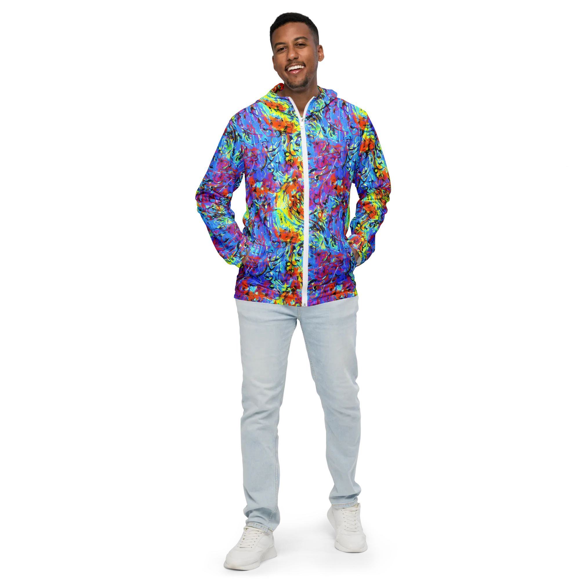 Electric Fervor on Men's Windbreaker — Front