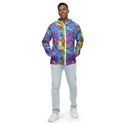 Electric Fervor on a Men's Windbreaker
