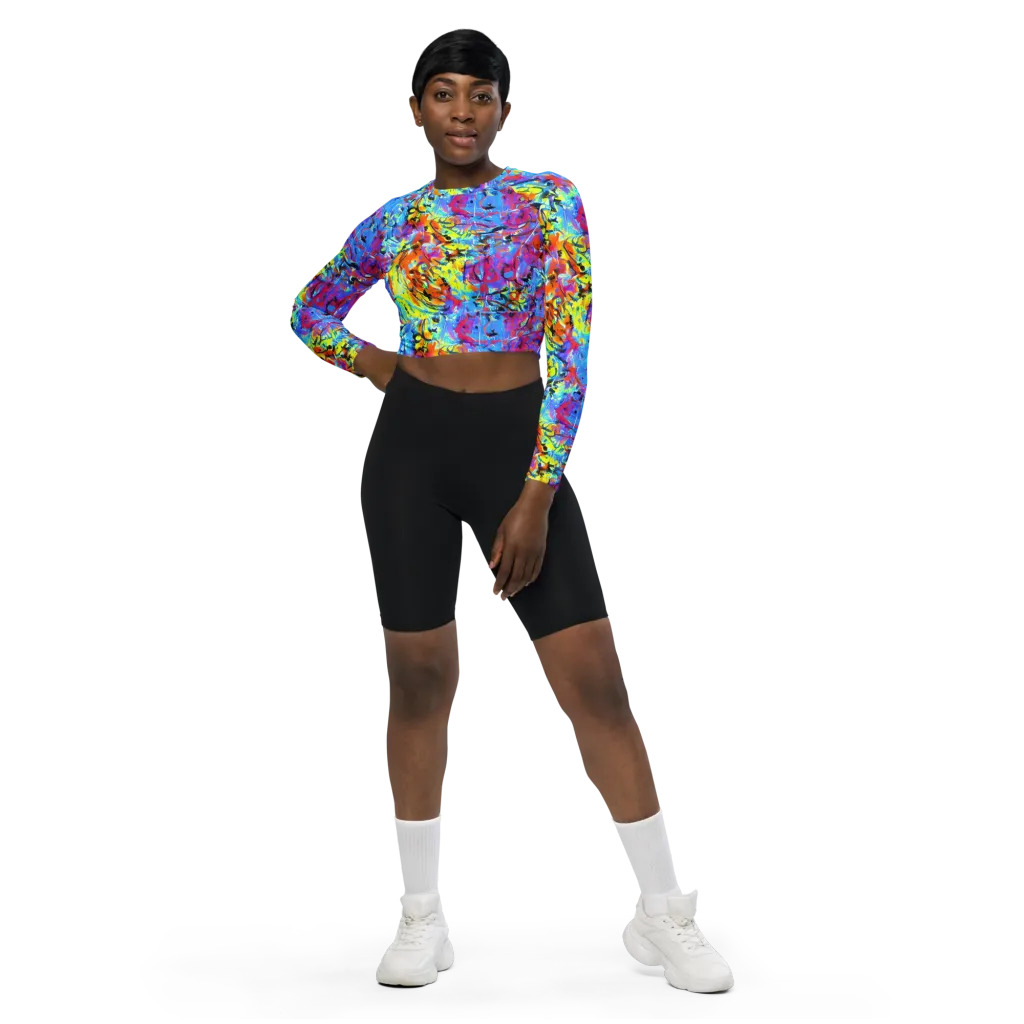 Electric Fervor on Long Sleeve Crop Top — Front
