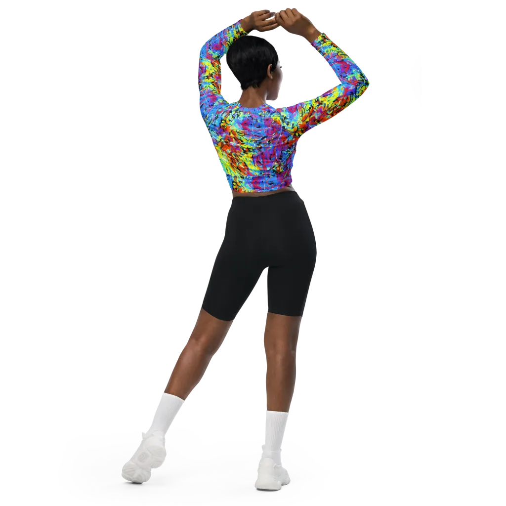 Electric Fervor on Long Sleeve Crop Top — Back