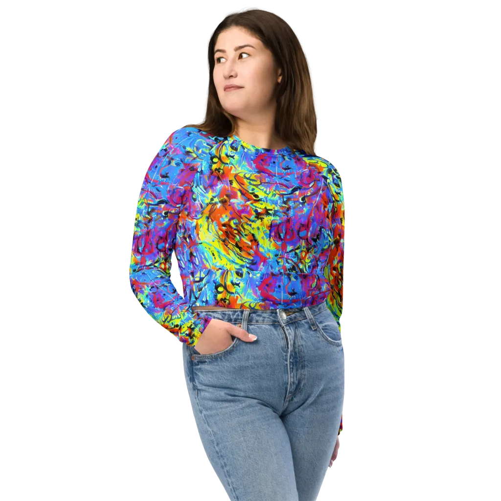 Electric Fervor on Long Sleeve Crop Top — Front