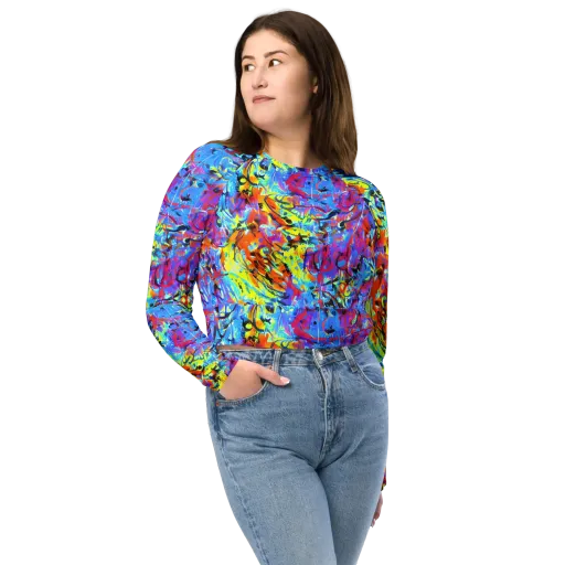 Electric Fervor on a Long Sleeve Crop Top
