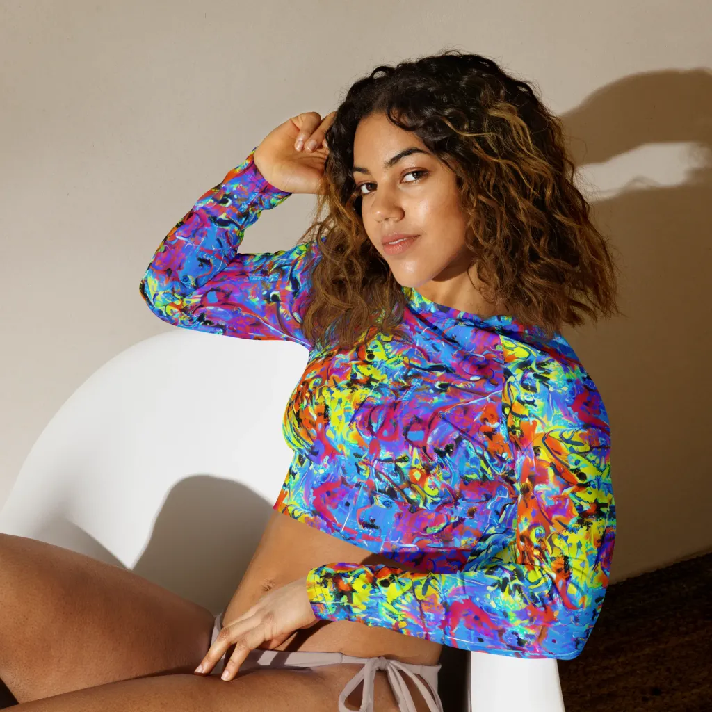 Electric Fervor on Long Sleeve Crop Top — Left Front