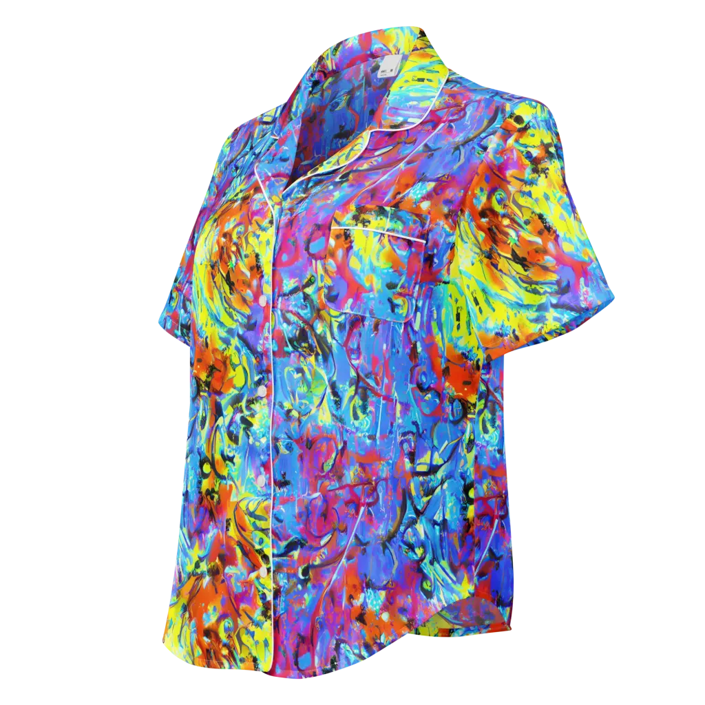 Electric Fervor on Women's Short Sleeve Pajama Top — Left Front