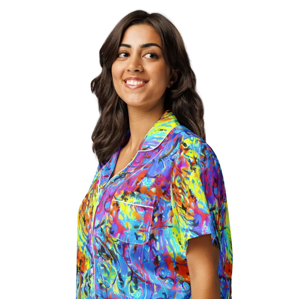 Electric Fervor on Women's Short Sleeve Pajama Top — Left Front