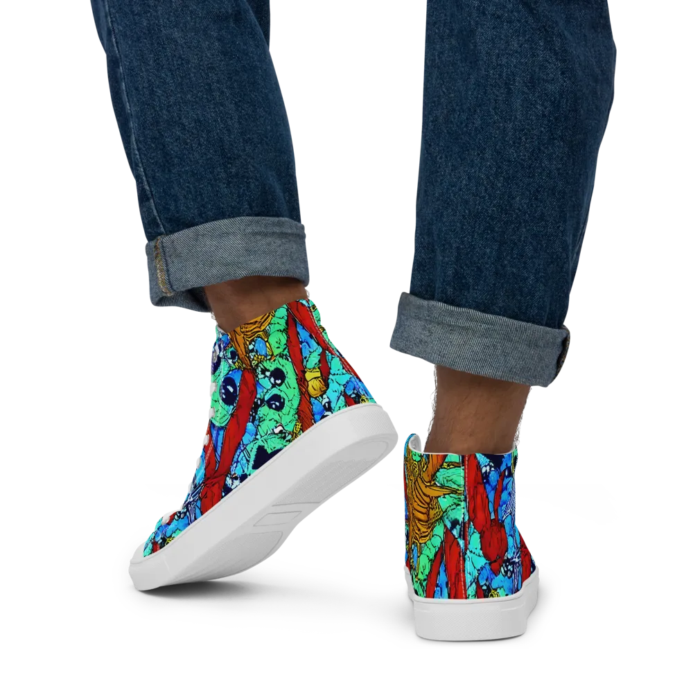 Jungle Aftershock on Men's High Top Canvas Shoes — Back