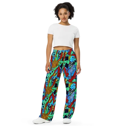 Jungle Aftershock on a Wide-Leg Pants