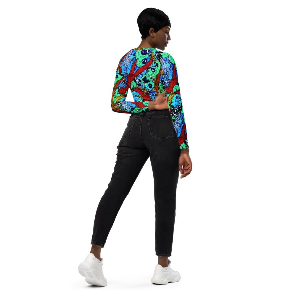 Jungle Aftershock on Long Sleeve Crop Top — Right Back