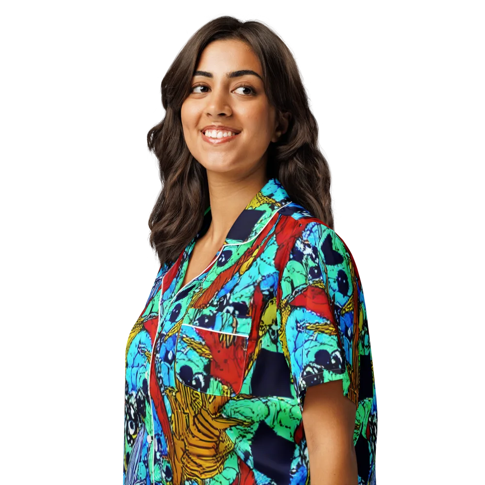 Jungle Aftershock on Women's Short Sleeve Pajama Top — Left Front