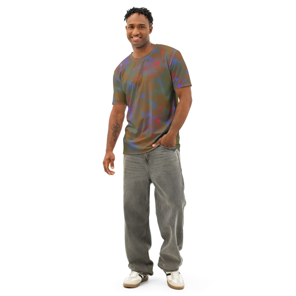 Nebula Moss on Men's Cotton Crew Neck T-Shirt — Front
