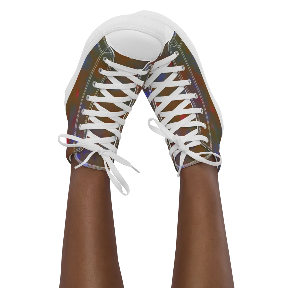 Nebula Moss on Women's High Top Canvas Shoes — Front