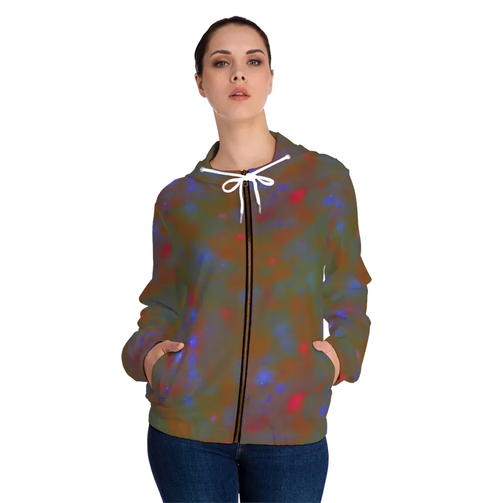 Nebula Moss on Women's Full-Zip Hoodie — Front On Person