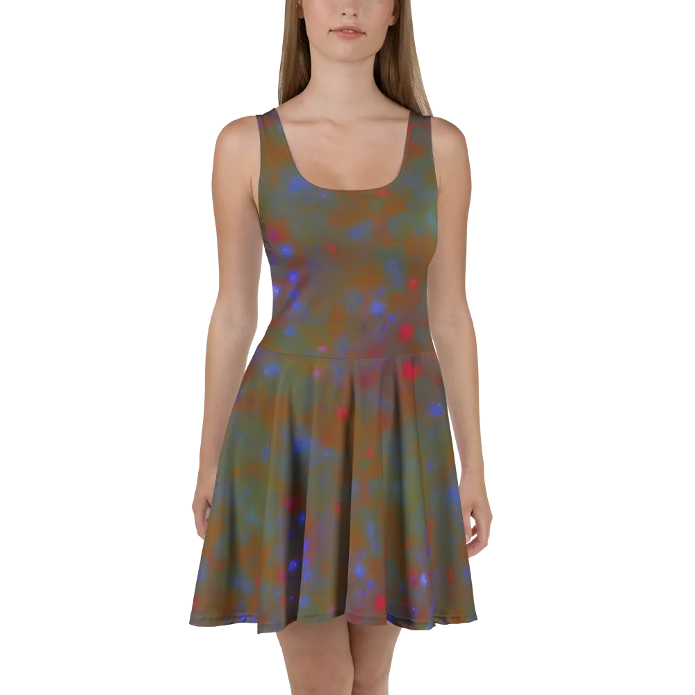 Nebula Moss on Skater Dress — Front