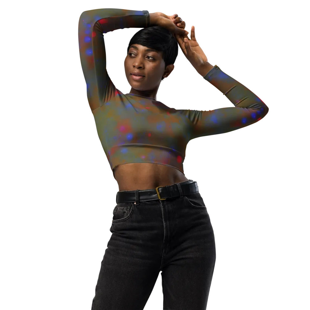 Nebula Moss on Long Sleeve Crop Top — Front