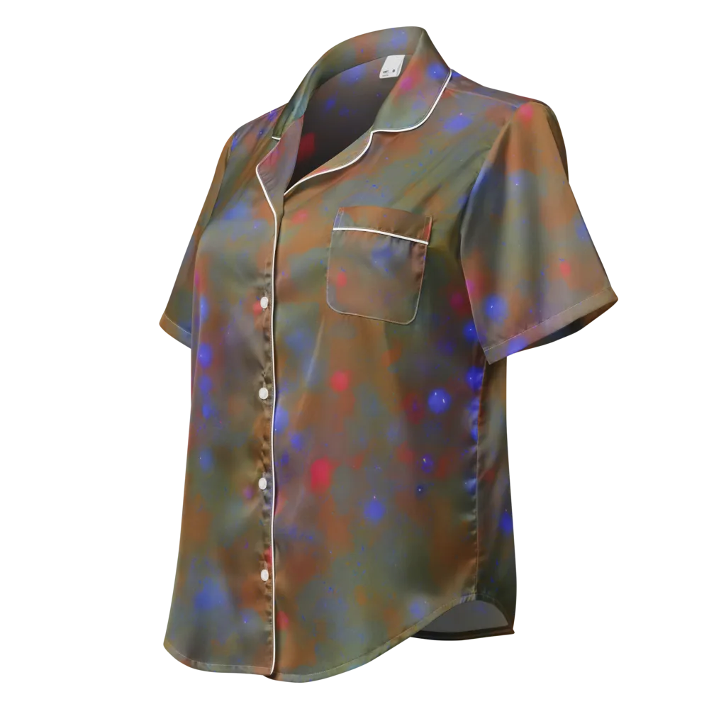 Nebula Moss on Women's Short Sleeve Pajama Top — Left Front