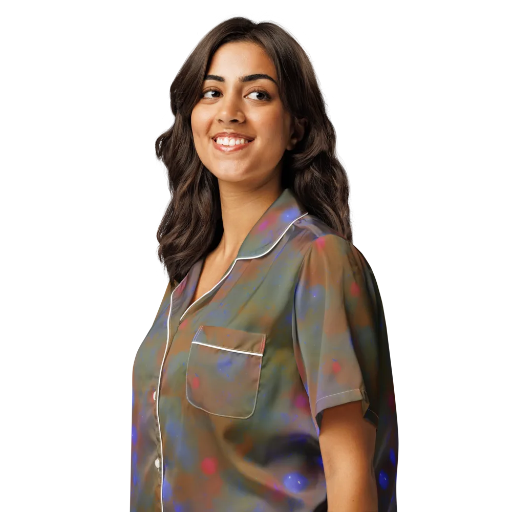 Nebula Moss on Women's Short Sleeve Pajama Top — Left Front