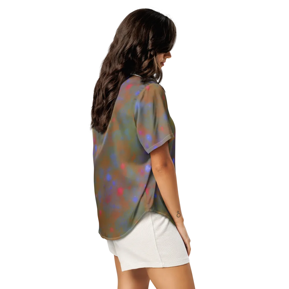 Nebula Moss on Women's Short Sleeve Pajama Top — Right Back