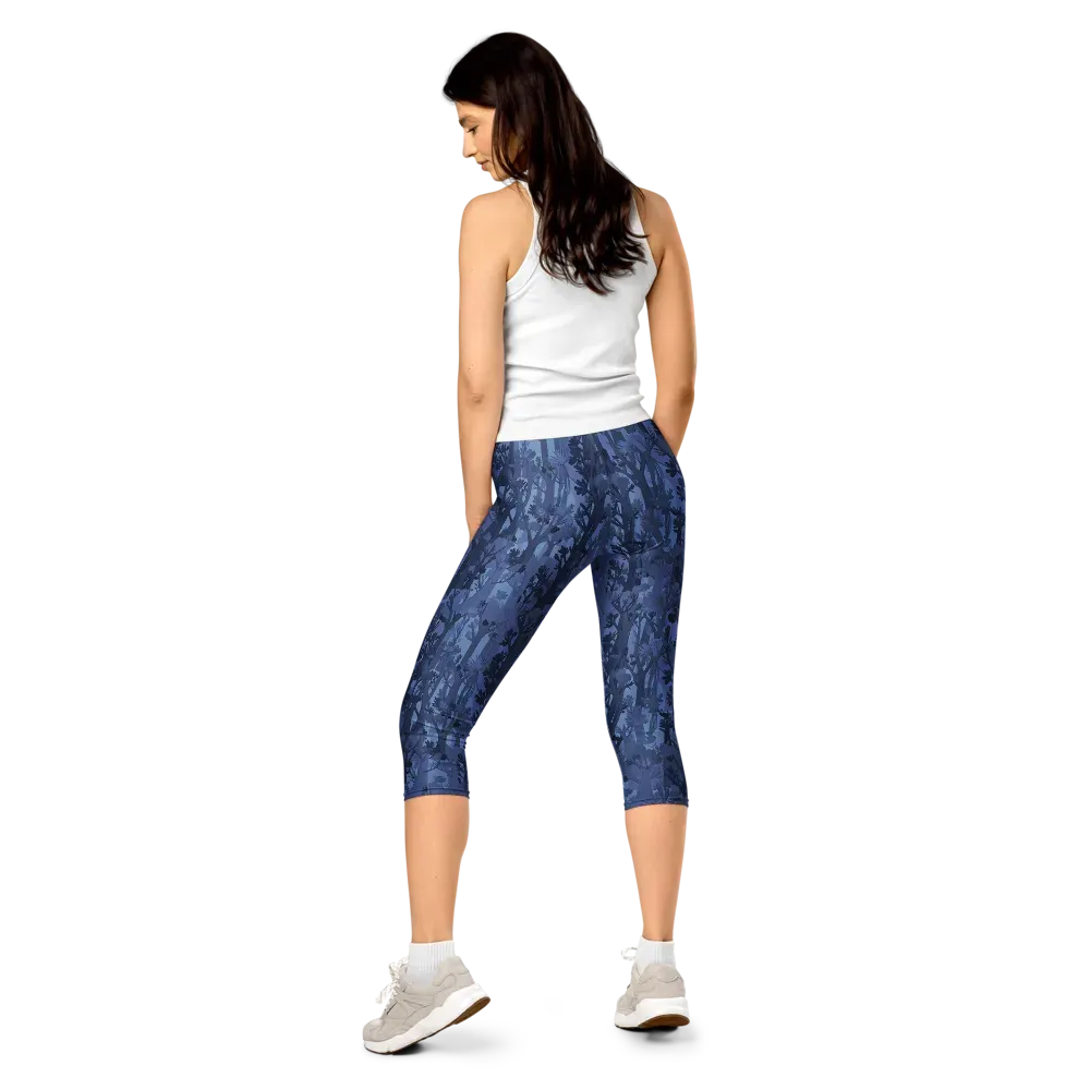 Moonlit Grove on Capri Leggings — Back