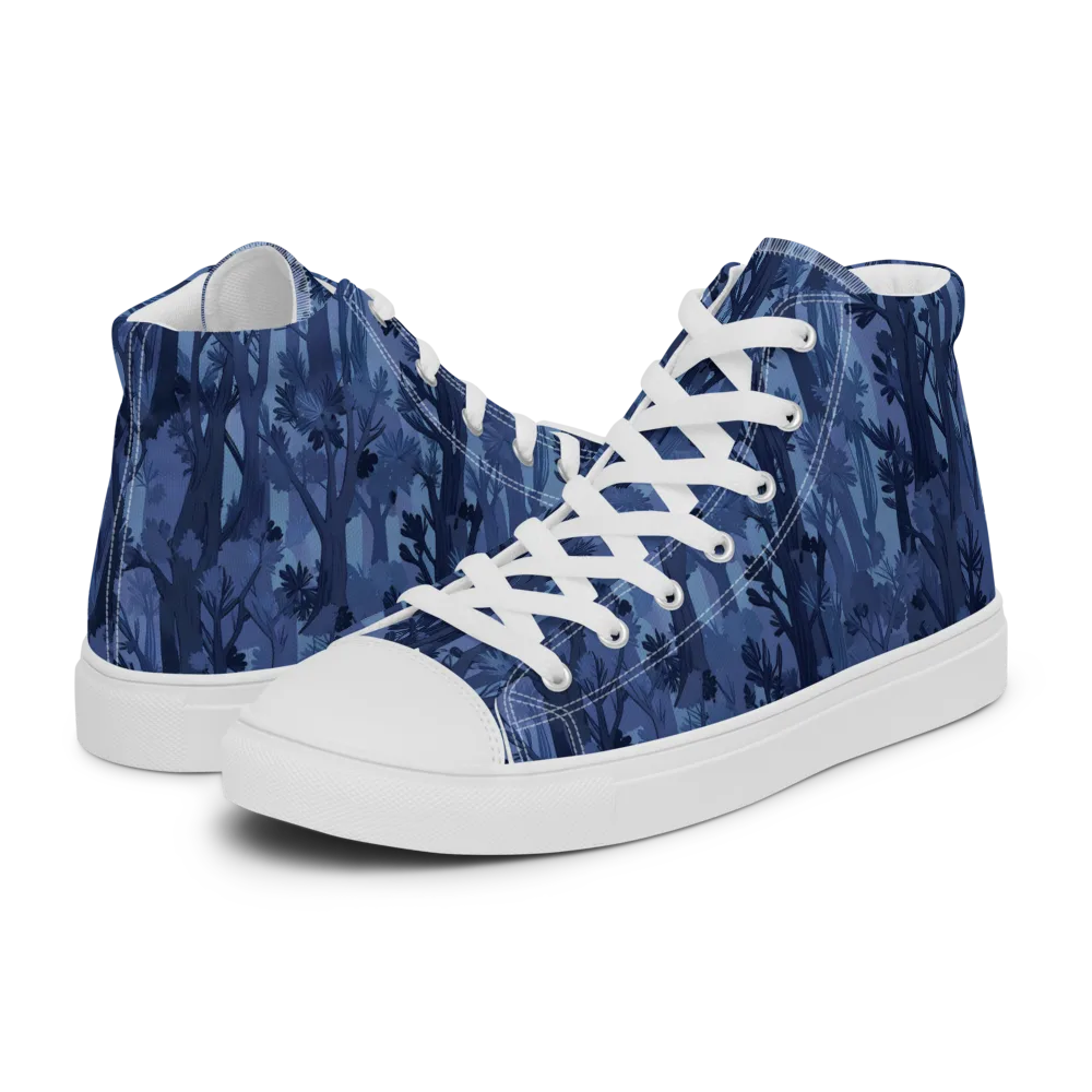 Moonlit Grove on Men's High Top Canvas Shoes — Left