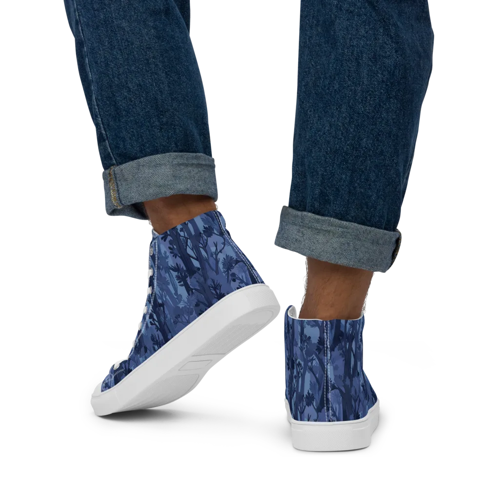 Moonlit Grove on Men's High Top Canvas Shoes — Back