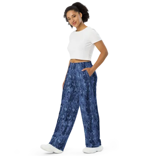 Moonlit Grove on a Wide-Leg Pants