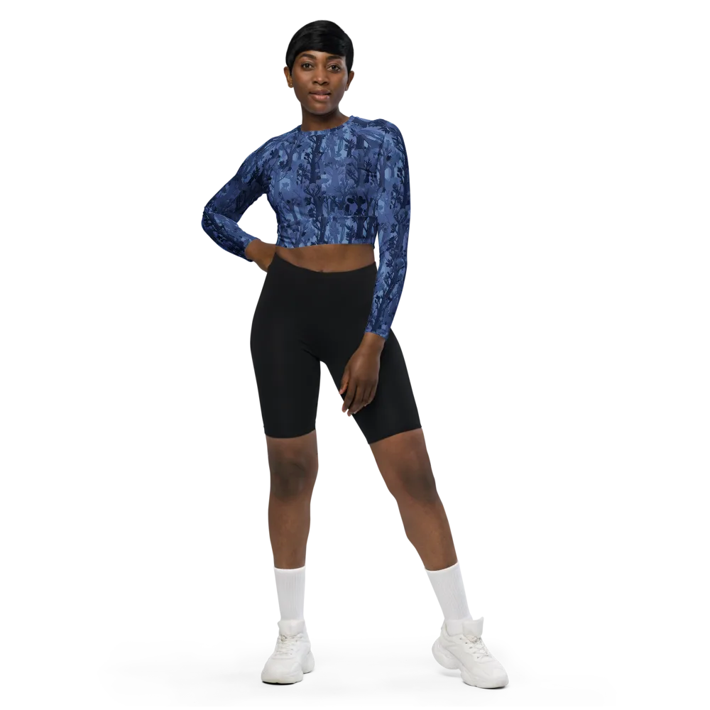 Moonlit Grove on Long Sleeve Crop Top — Front