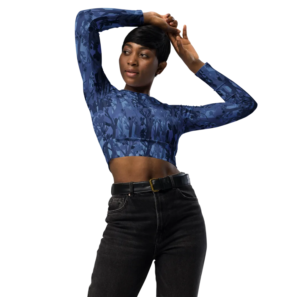 Moonlit Grove on Long Sleeve Crop Top — Front