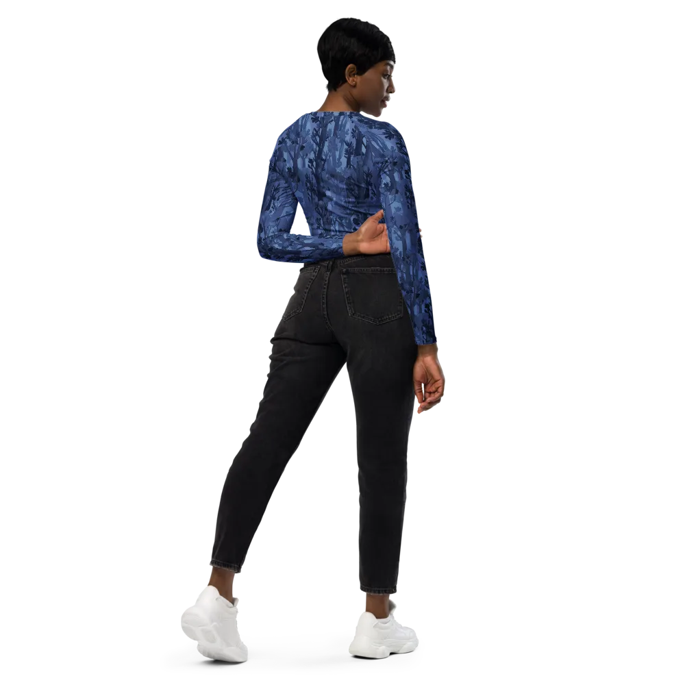 Moonlit Grove on Long Sleeve Crop Top — Right Back