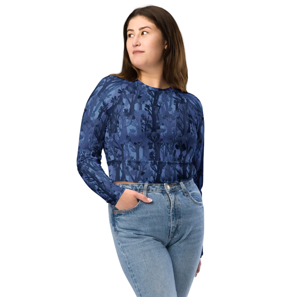 Moonlit Grove on Long Sleeve Crop Top — Front