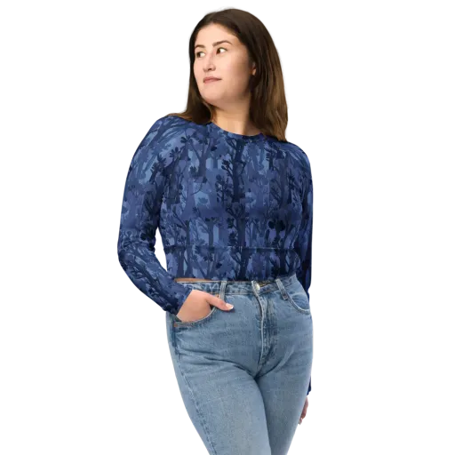 Moonlit Grove on a Long Sleeve Crop Top