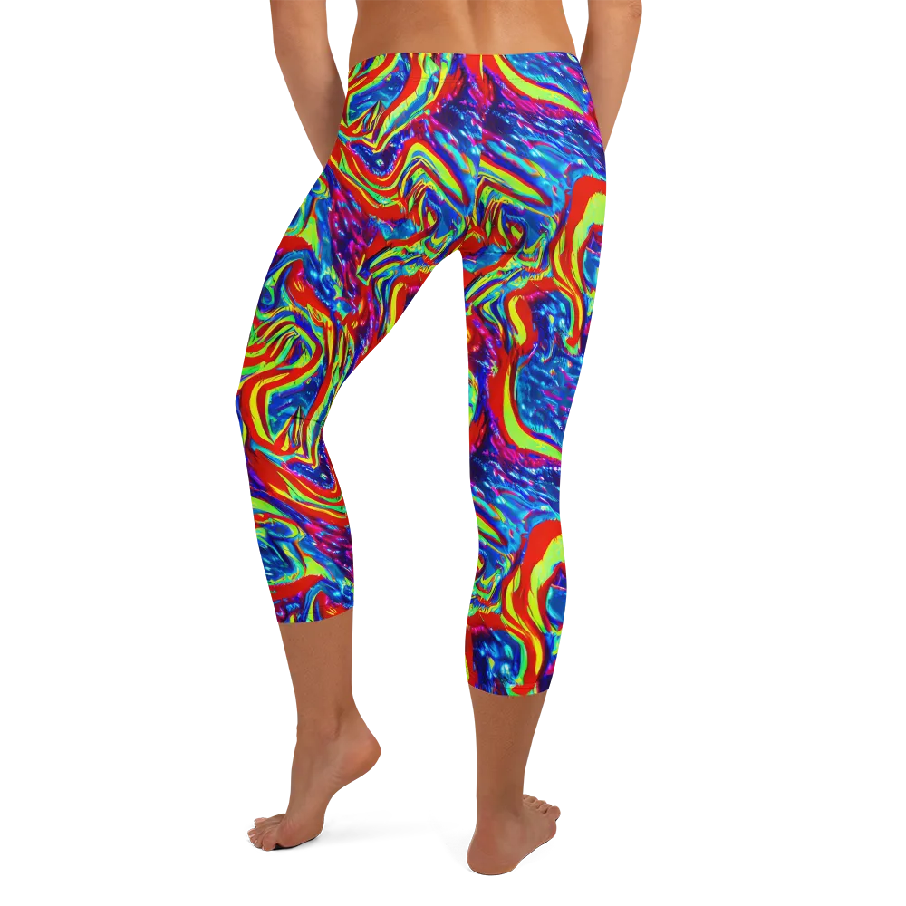 Scarlet Acid Garden on Capri Leggings — Back