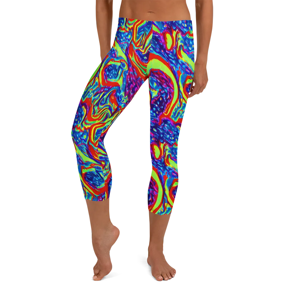 Scarlet Acid Garden on Capri Leggings — Front