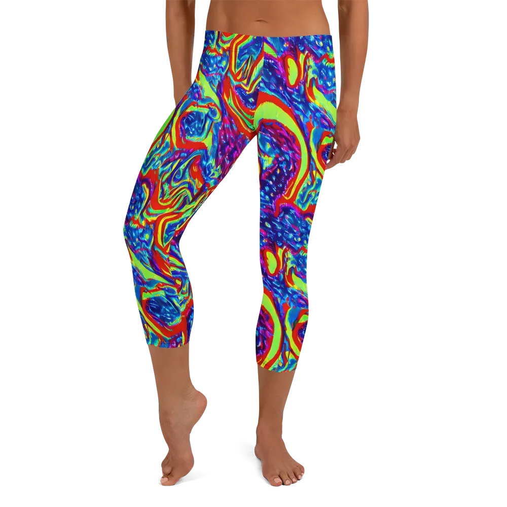 Scarlet Acid Garden on Capri Leggings — Front