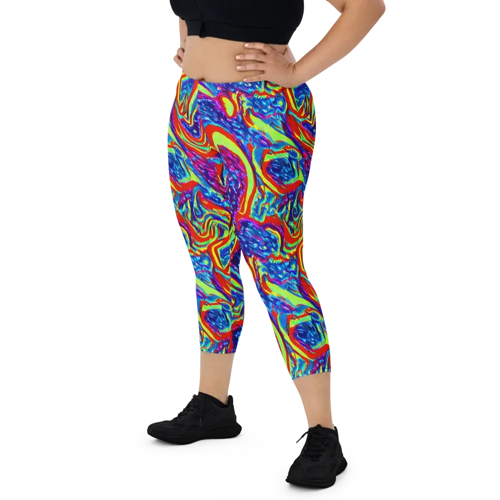 Scarlet Acid Garden on Capri Leggings — Front