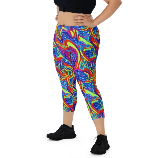 Scarlet Acid Garden on a Capri Leggings