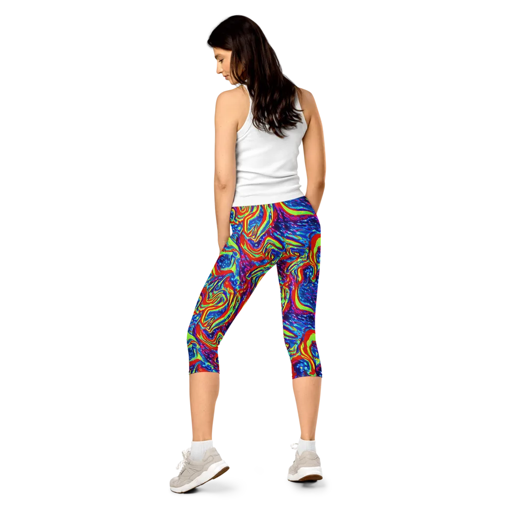 Scarlet Acid Garden on Capri Leggings — Back